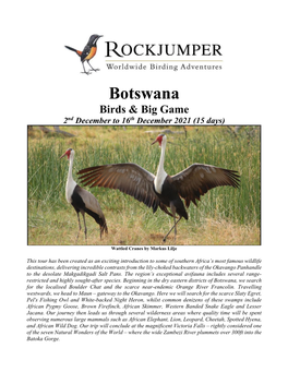 Botswana Birds & Big Game 2Nd December to 16Th December 2021 (15 Days)
