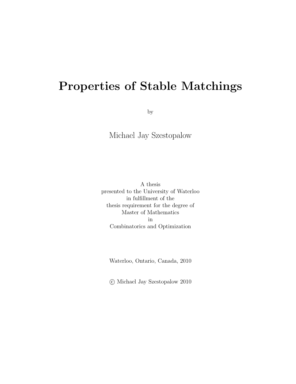Properties of Stable Matchings