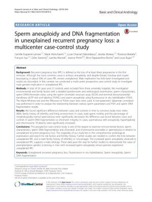 Sperm Aneuploidy and DNA Fragmentation in Unexplained