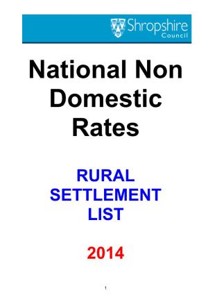 Rural Settlement List 2014