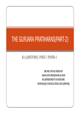 The Gurjara Pratiharas(Part-1