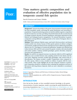 Genetic Composition and Evaluation of Effective Population Size in Temperate Coastal Fish Species