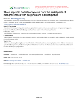 Three Saprobic Dothideomycetes from the Aerial Parts of Mangrove Trees with Polyphenism in Striatiguttula