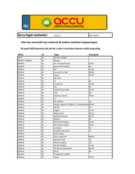 Accu Type Nummer: GB4L-B DIN: 50411