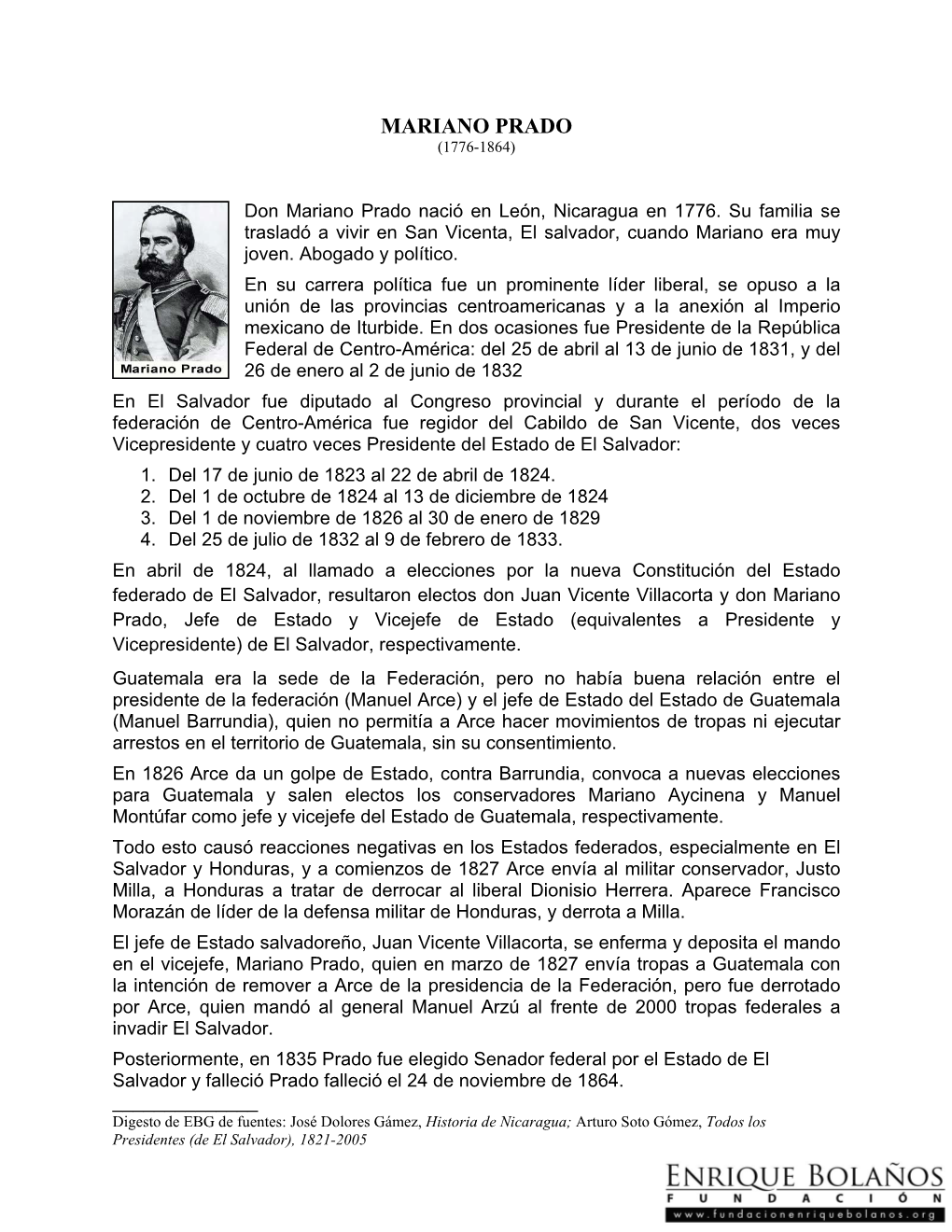 Biografía Mariano Prado