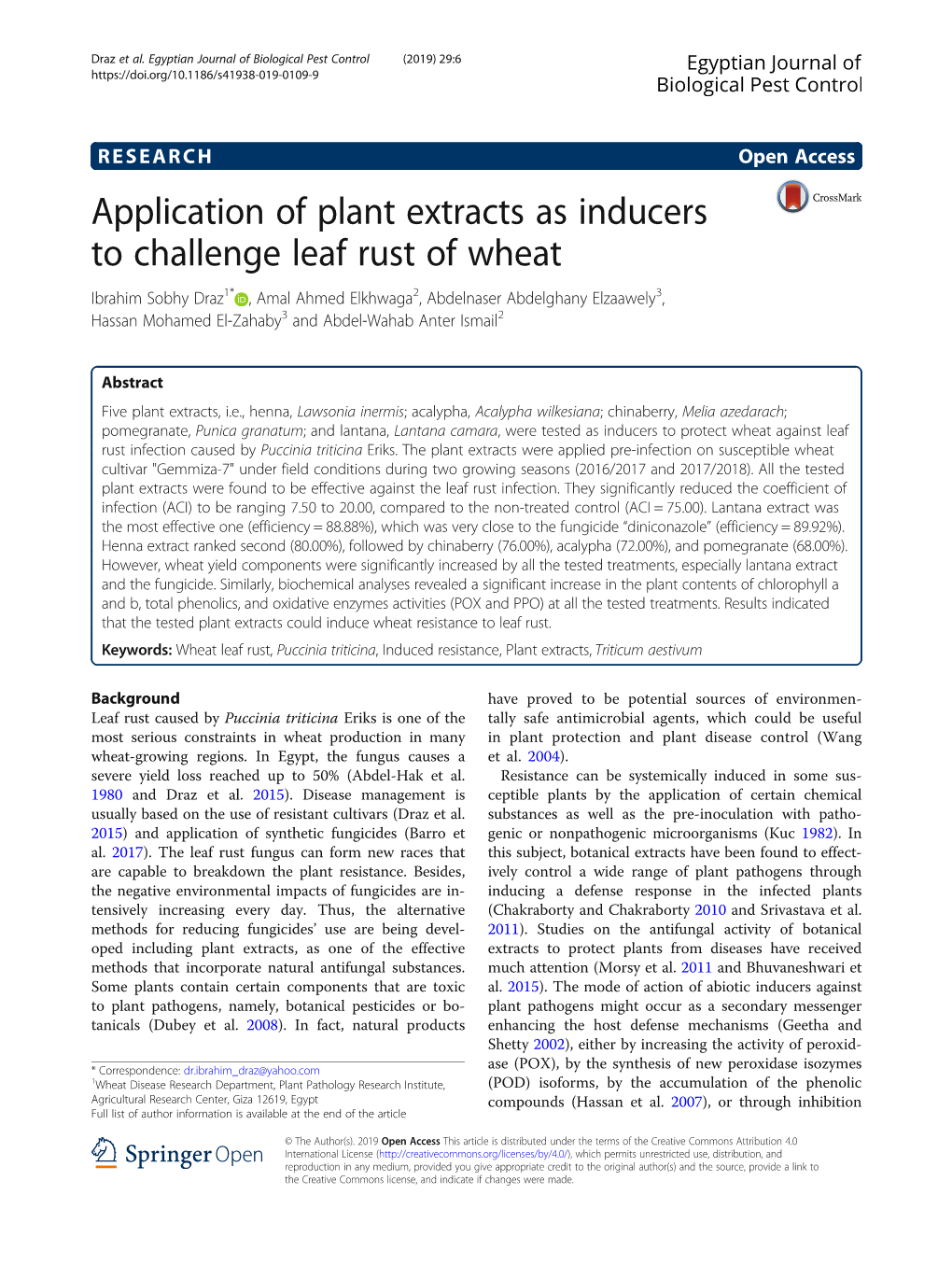 Application of Plant Extracts As Inducers to Challenge Leaf Rust Of
