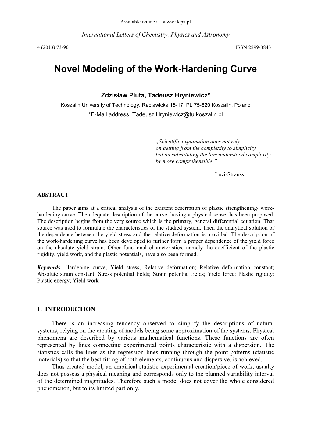 Novel Modeling of the Work-Hardening Curve