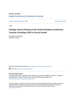 Strategic Church Planting in the Central Zimbabwe Conference: Towards a Paradigm Shift in Church Growth