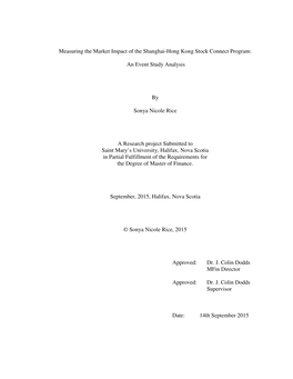 Measuring the Market Impact of the Shanghai-Hong Kong Stock Connect Program