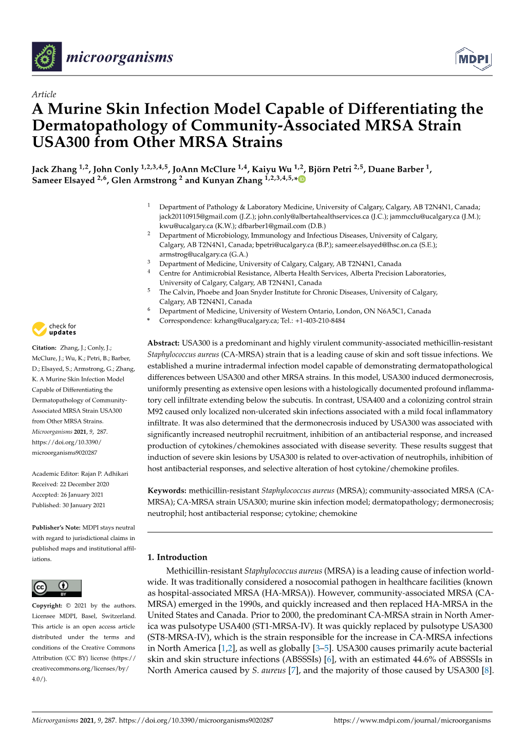 A Murine Skin Infection Model Capable of Differentiating the Dermatopathology of Community-Associated MRSA Strain USA300 from Other MRSA Strains