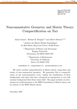 Noncommutative Geometry and Matrix Theory: Compactification on Tori