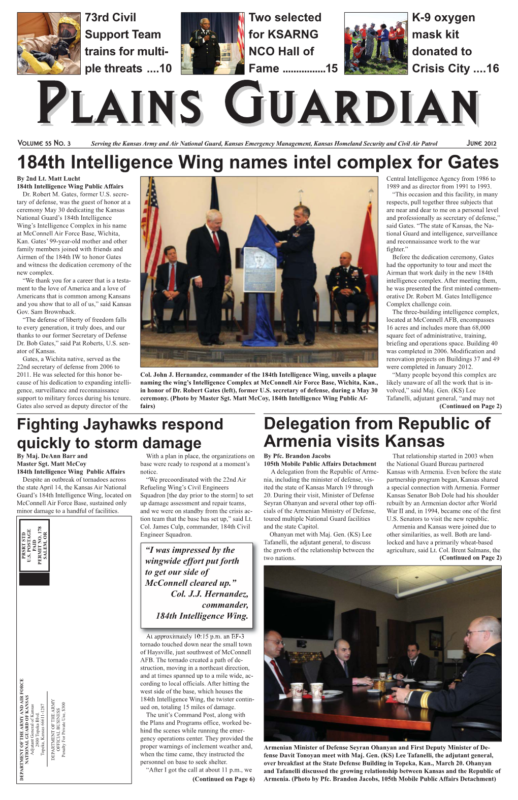 June 2012 184Th Intelligence Wing Names Intel Complex for Gates by 2Nd Lt