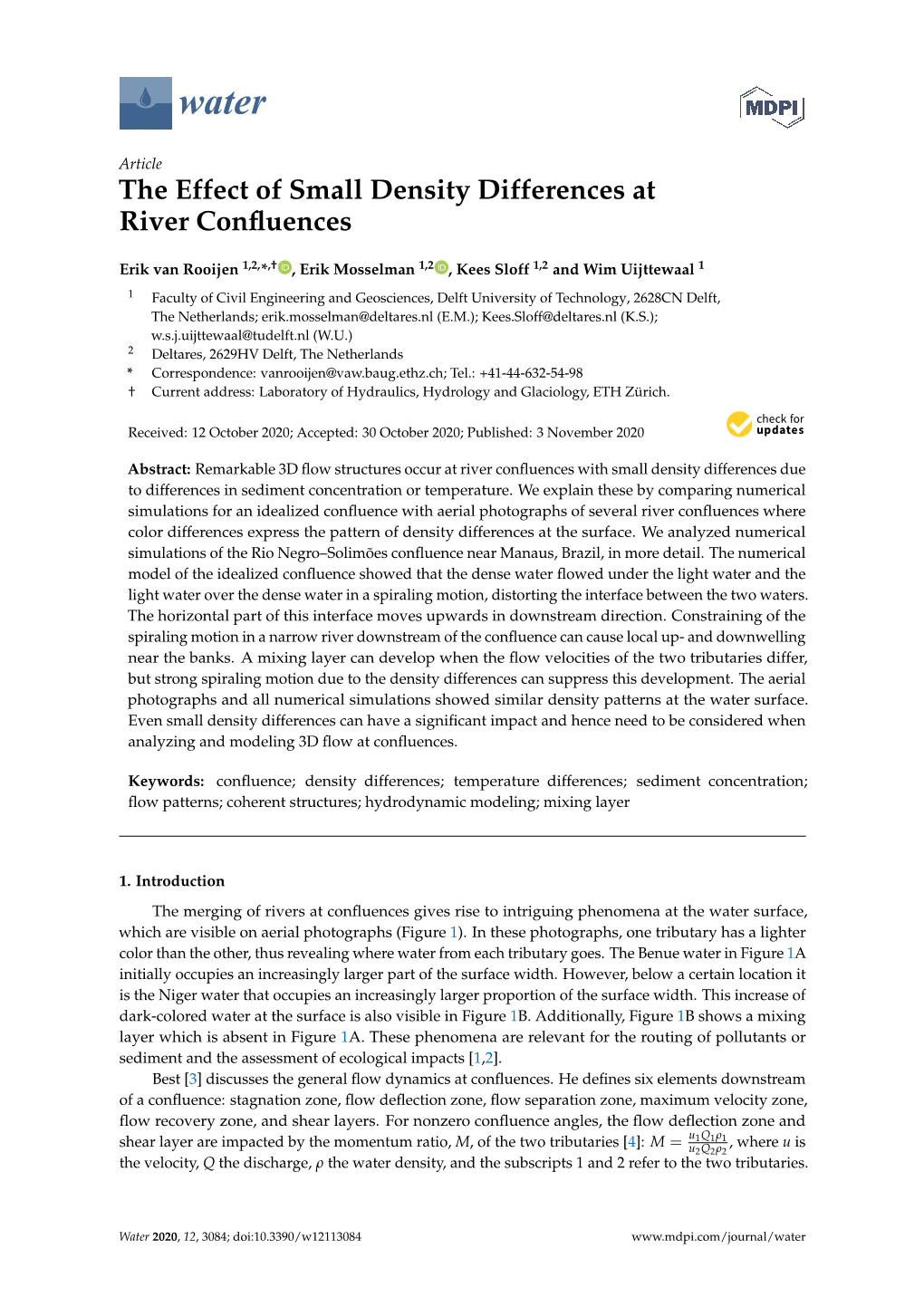 The Effect of Small Density Differences at River Confluences