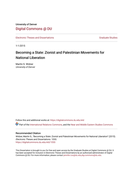 Zionist and Palestinian Movements for National Liberation