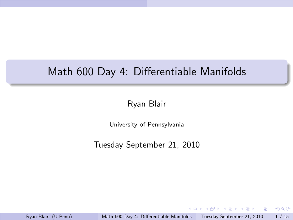 Differentiable Manifolds