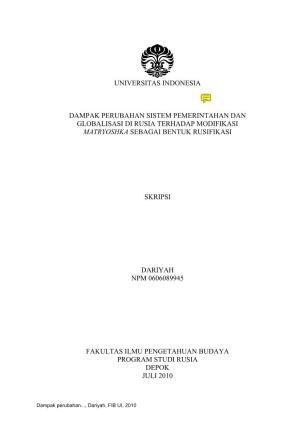 Universitas Indonesia Dampak Perubahan Sistem