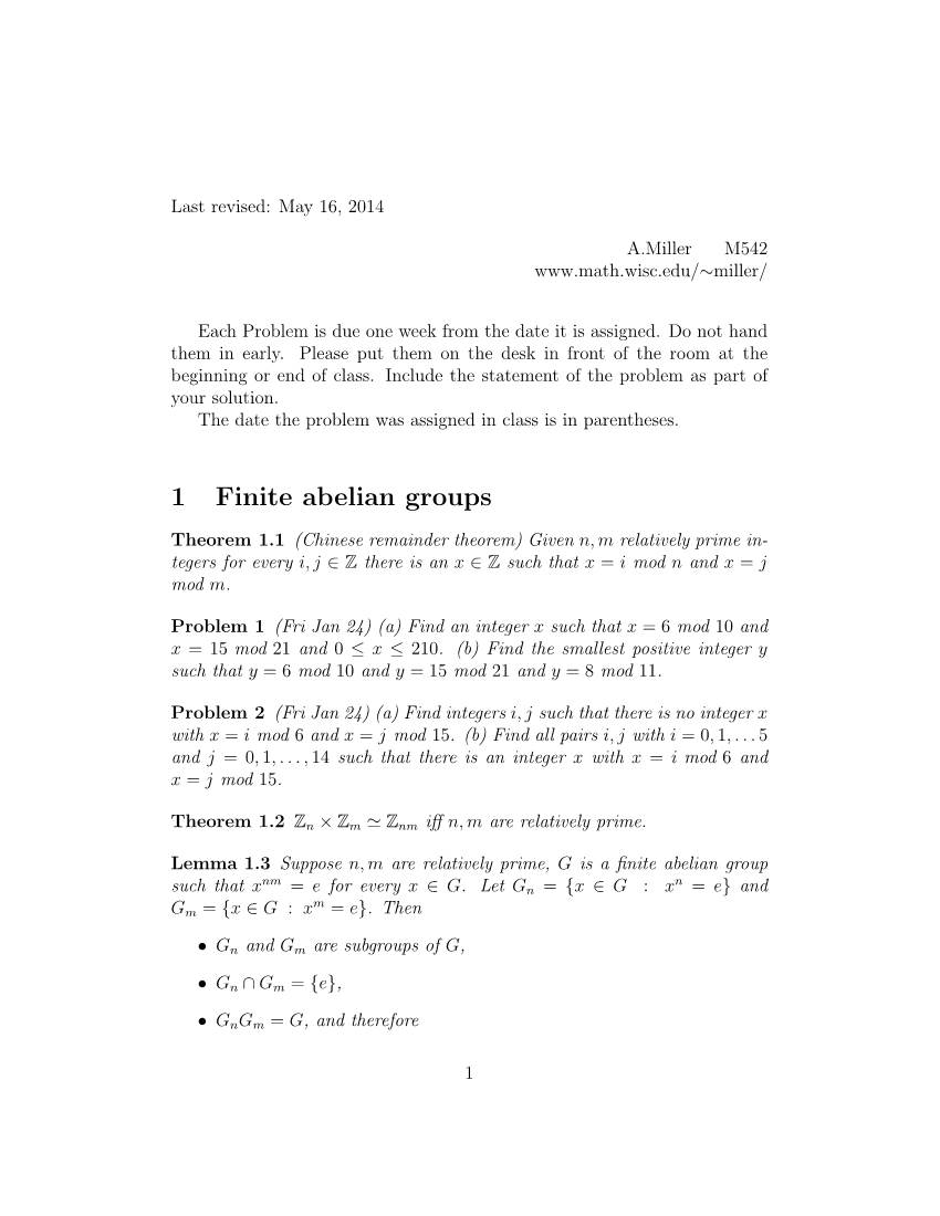 1 Finite Abelian Groups