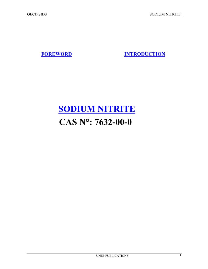 Sodium Nitrite Cas N°: 7632-00-0