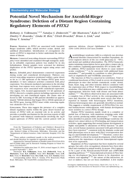 Potential Novel Mechanism for Axenfeld-Rieger Syndrome: Deletion of a Distant Region Containing Regulatory Elements of PITX2