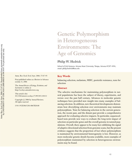 Genetic Polymorphism in Heterogeneous Environments: the Age of Genomics
