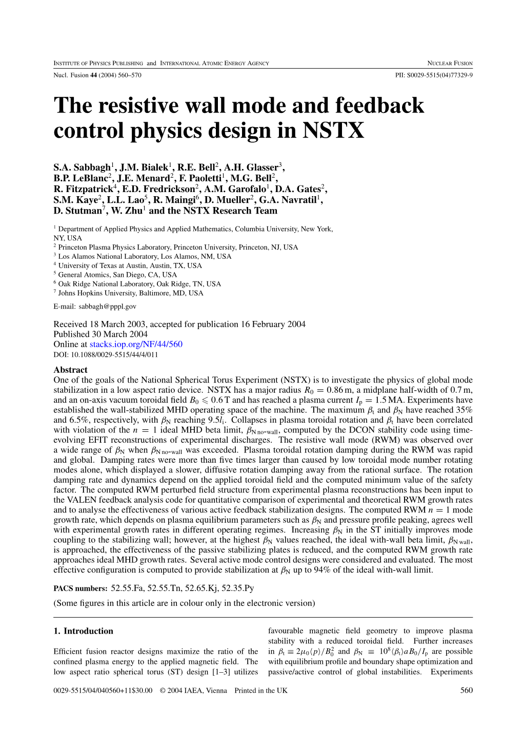 The Resistive Wall Mode and Feedback Control Physics Design in NSTX