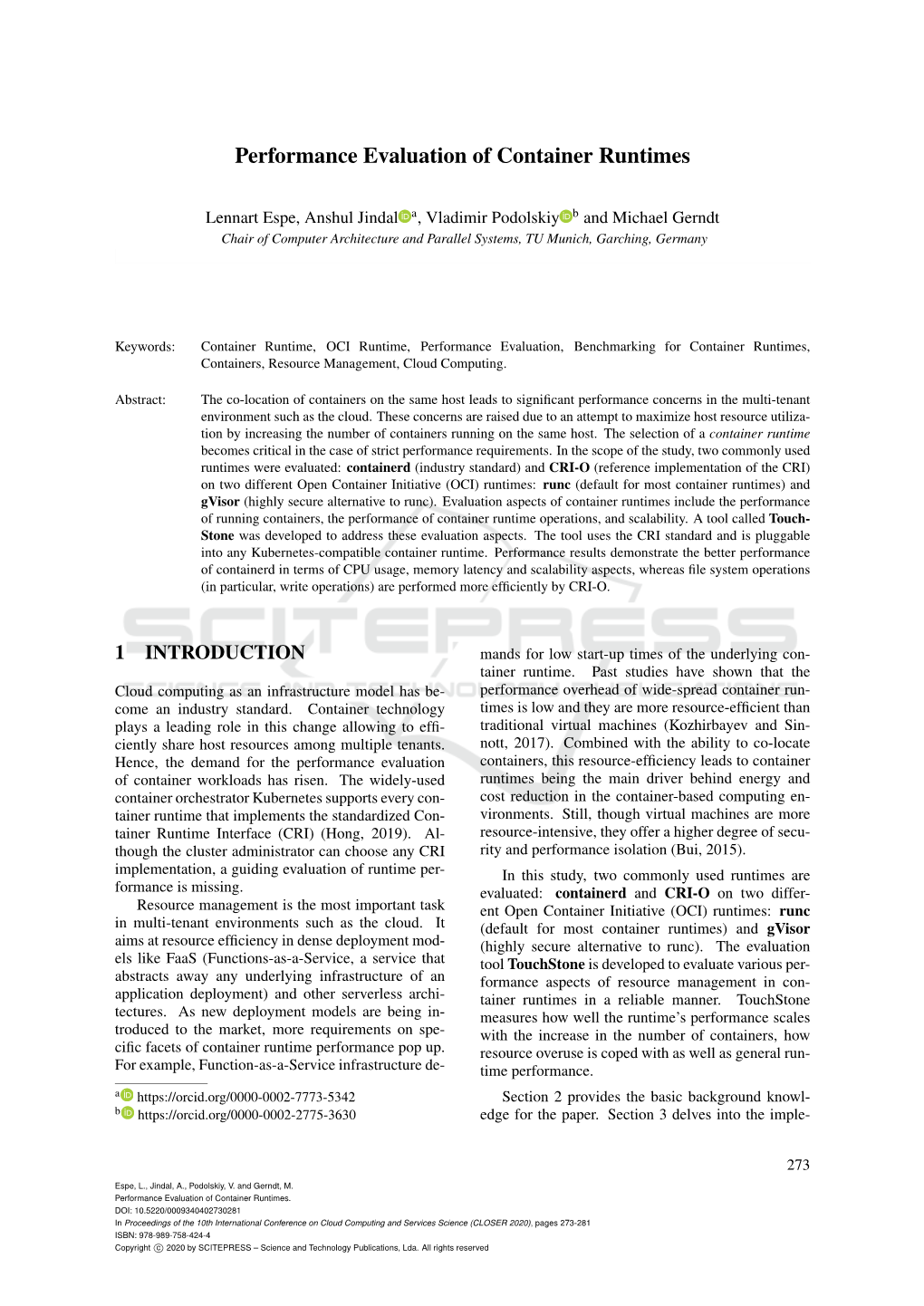 Performance Evaluation of Container Runtimes