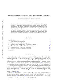 Arxiv:1912.12015V1 [Math.AG] 27 Dec 2019