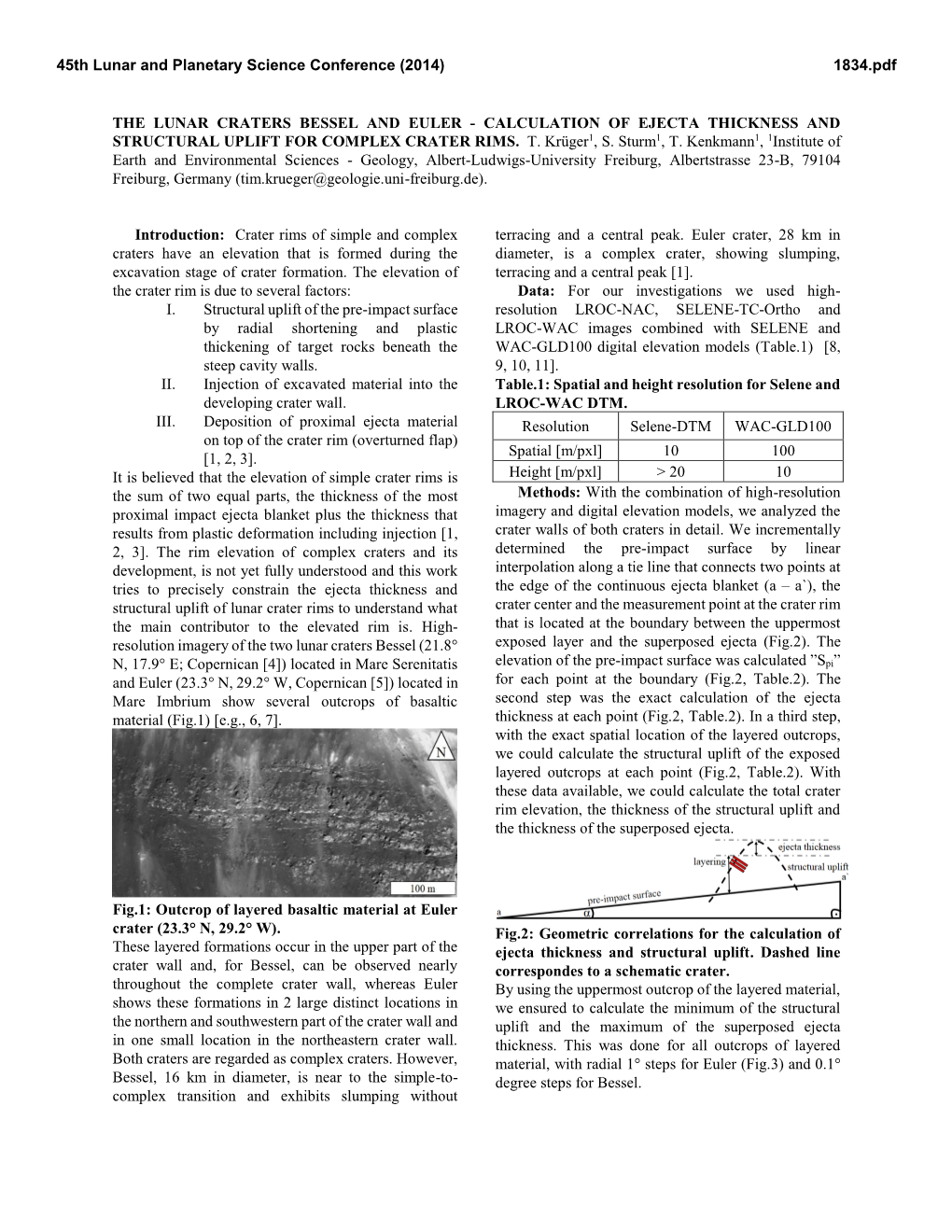 The Lunar Craters Bessel and Euler — Calculation of Ejecta Thickness
