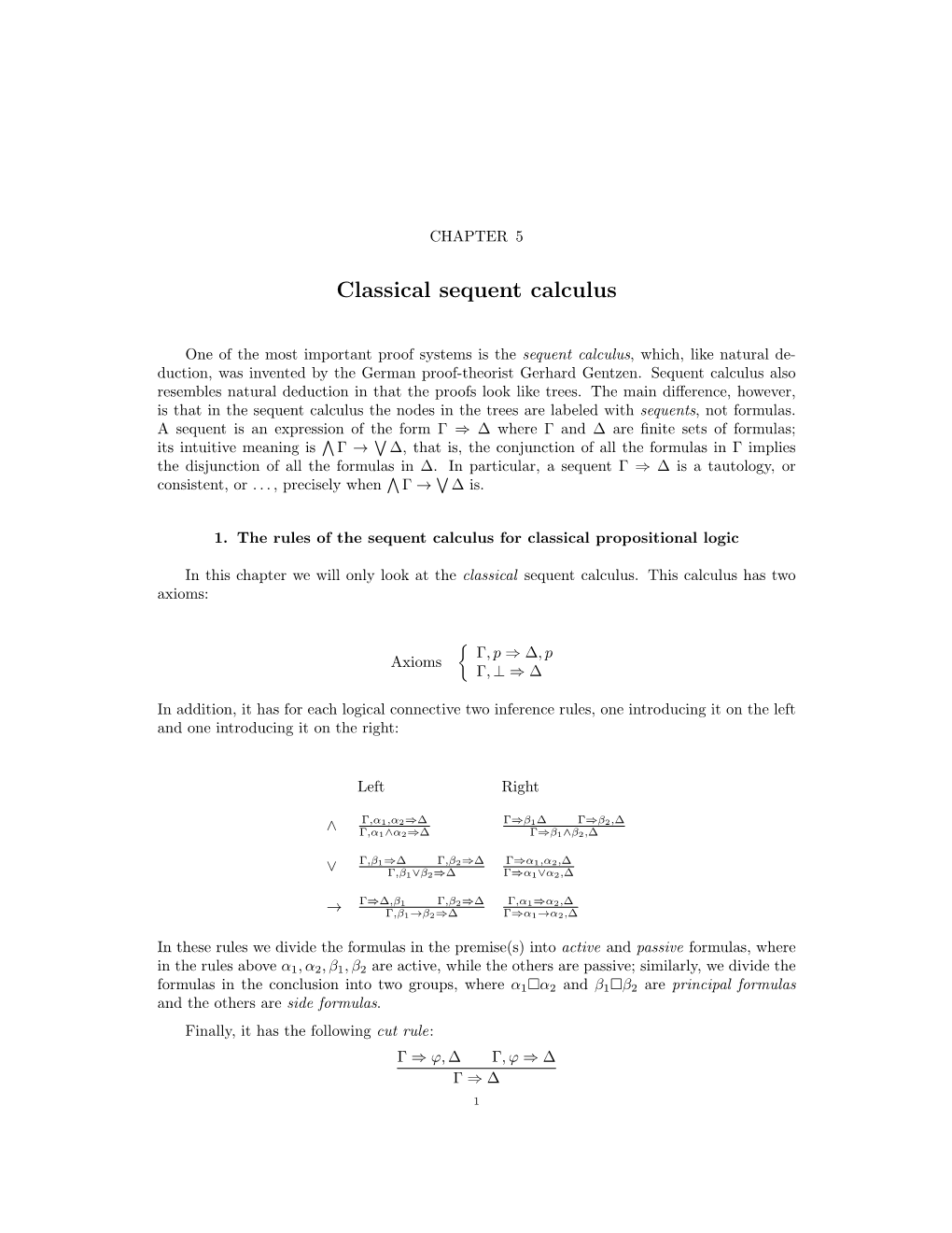 Classical Sequent Calculus