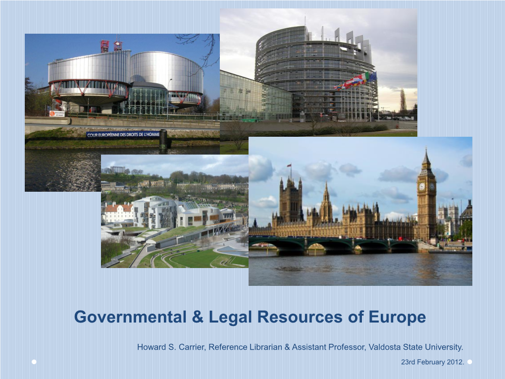 Governmental & Legal Resources of Europe