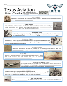 Texas Aviationuse the ‘Ellington Airport Gate Way to History Timeline Space’ to Complete the Dates of Each Event in Aviation History