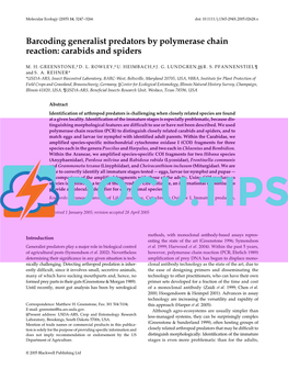 Barcoding Generalist Predators by Polymerase Chain Reaction