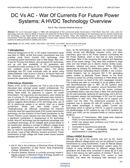 DC Vs AC - War of Currents for Future Power Systems: a HVDC Technology Overview