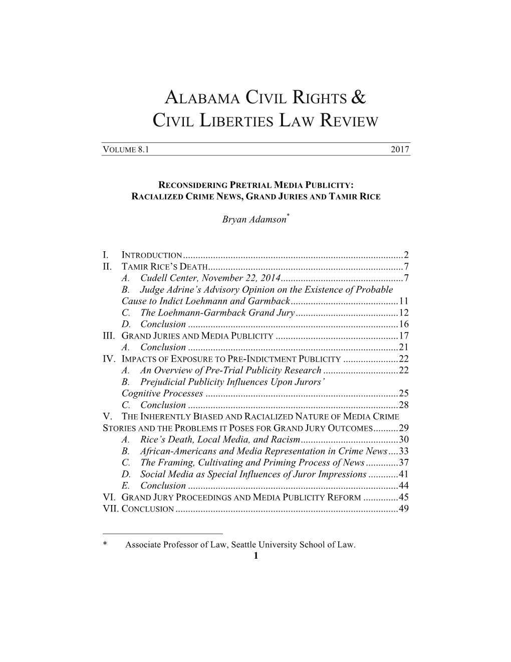 Alabama Civil Rights & Civil Liberties Law Review