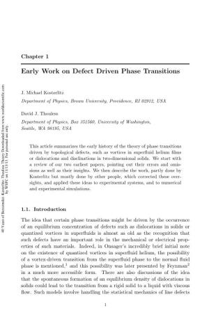 Early Work on Defect Driven Phase Transitions