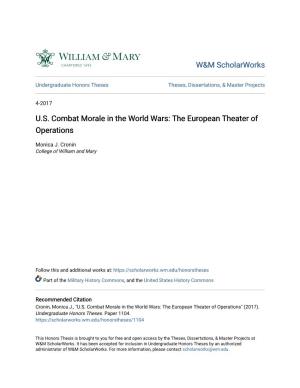 U.S. Combat Morale in the World Wars: the European Theater of Operations