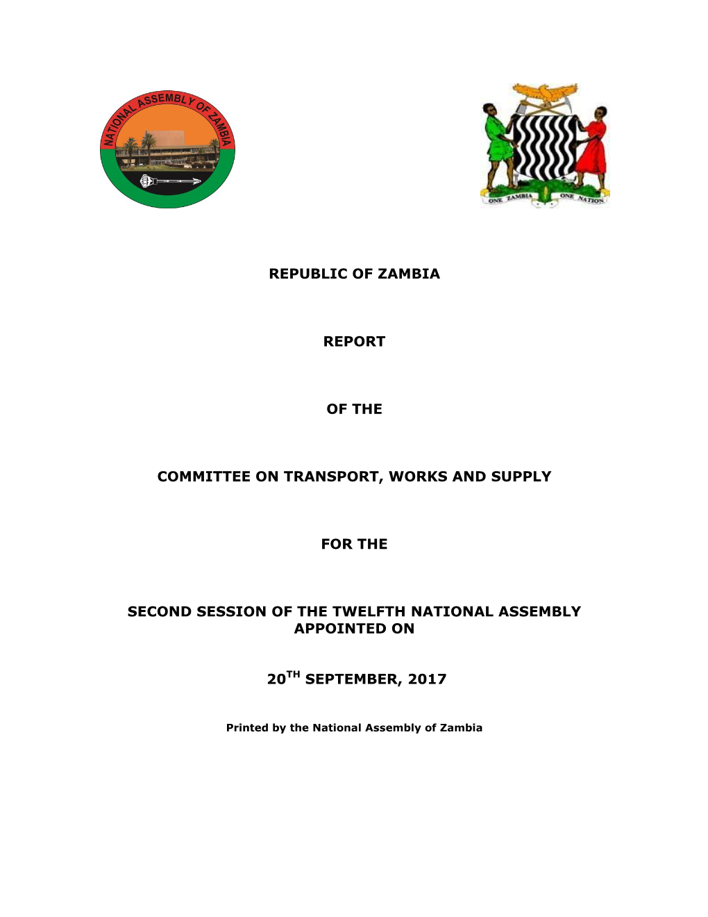 Republic of Zambia Report of the Committee On