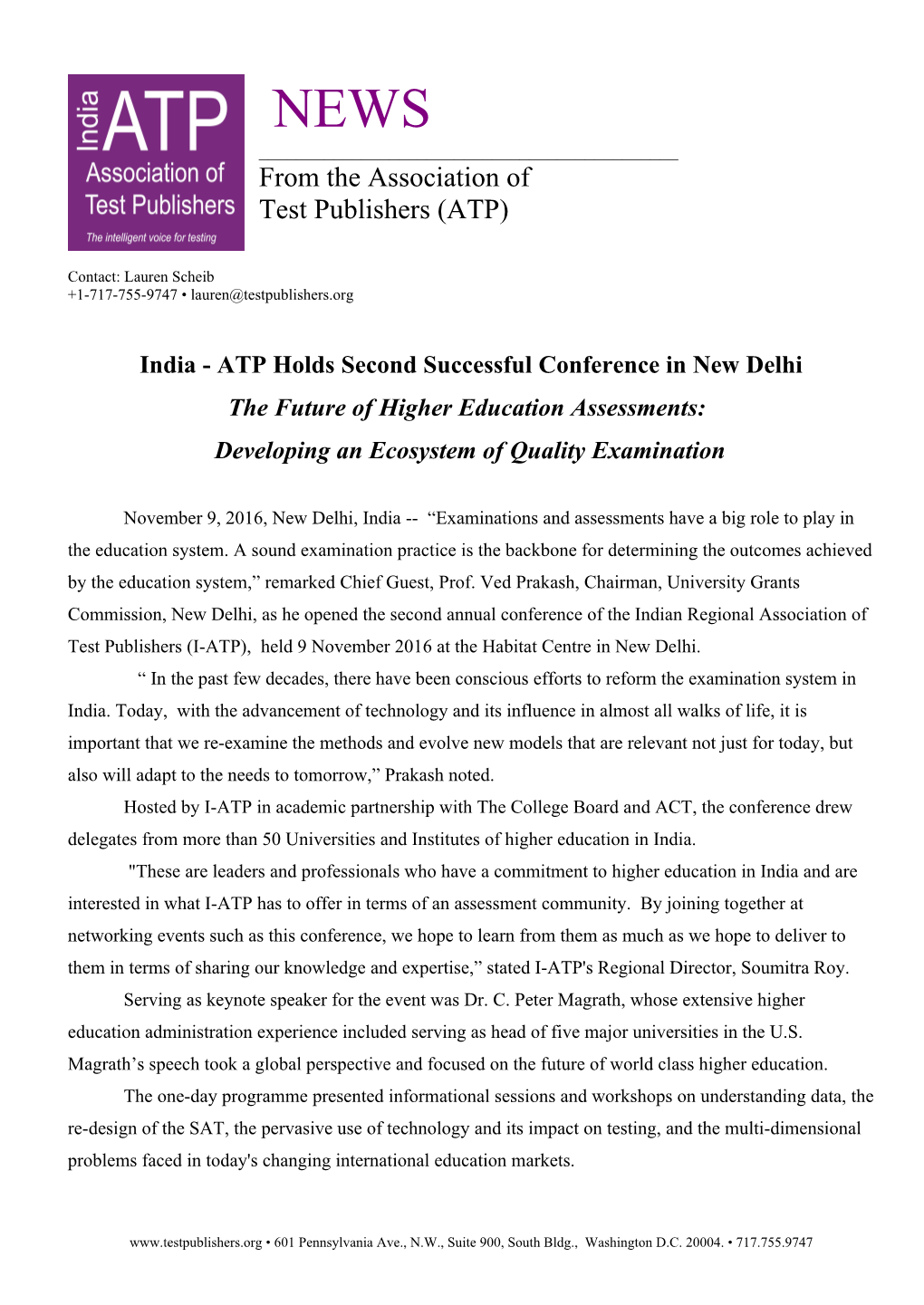 India - ATP Holds Second Successful Conference in New Delhi