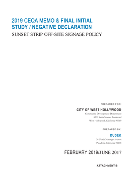 Final Initial Study / Negative Declaration Sunset Strip Off-Site Signage Policy