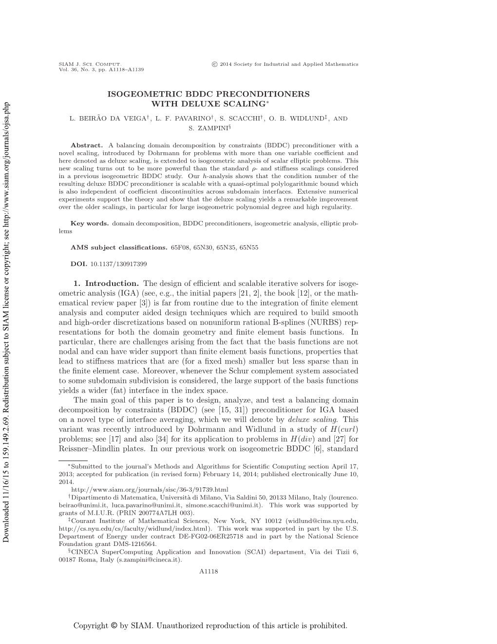 Isogeometric Bddc Preconditioners with Deluxe Scaling ∗