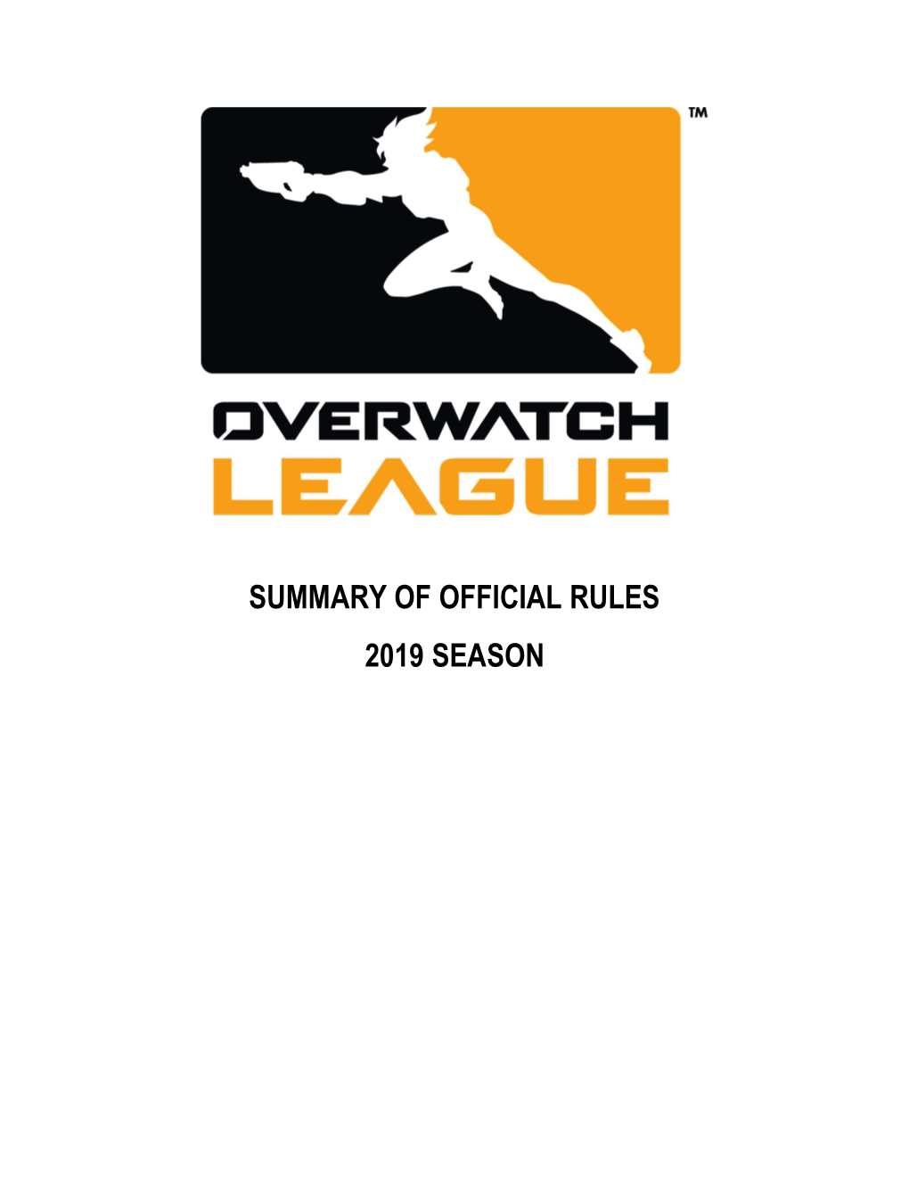 Summary of Official Rules 2019 Season