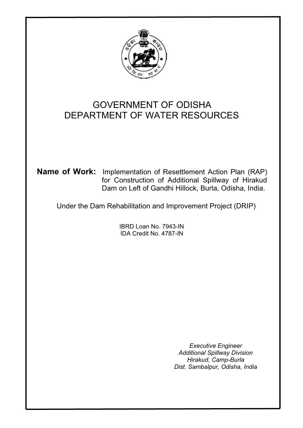 Government of Odisha Department of Water Resources