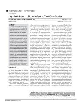 Psychiatric Aspects of Extreme Sports