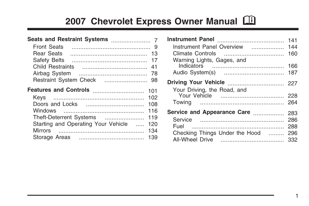 2007 Chevrolet Express Owner Manual M