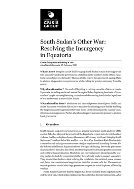 South Sudan's Other War: Resolving the Insurgency in Equatoria