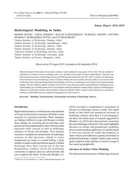Hydrological Modeling in India