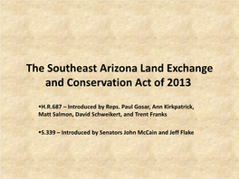 The Southeast Arizona Land Exchange and Conservation Act of 2013