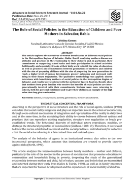 The Role of Social Policies in the Education of Children and Poor Mothers in Salvador, Bahia