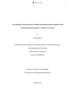 An Exploration of the Experience of Conflict in Psychiatric Patients Diagnosed with Dissociative Identity Disorder