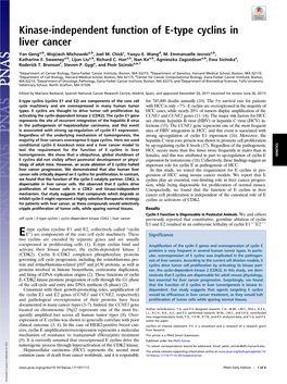 Kinase-Independent Function of E-Type Cyclins in Liver Cancer